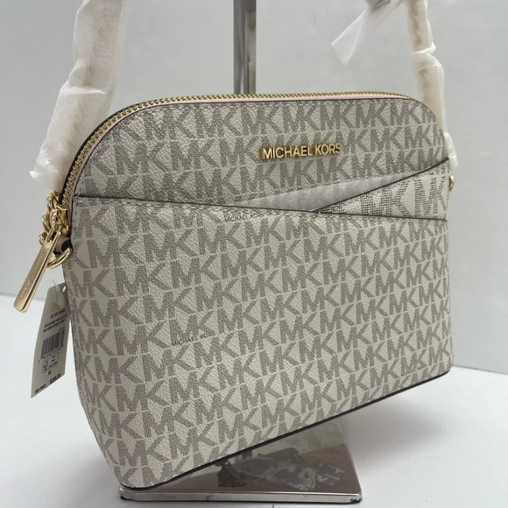 Michael Kors Jet Set Travel Med Logo Dome Crossbody XCROSS XBODY Powder Blush NW